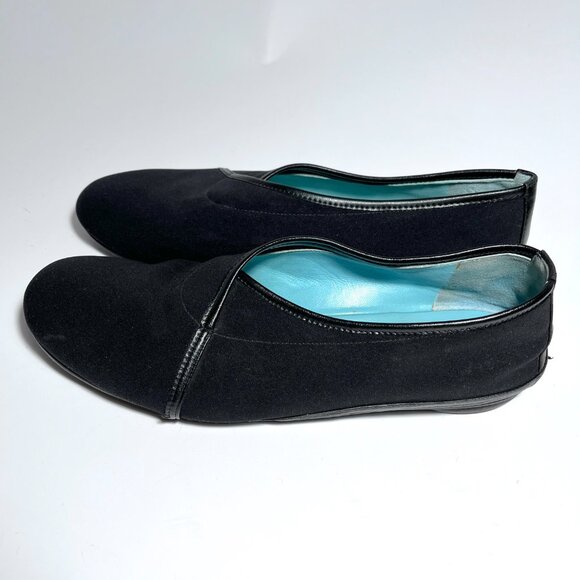 Thierry Rabotin Made in Italy Slip On Flats in Black Stretch Fabric Leather - Picture 3 of 10
